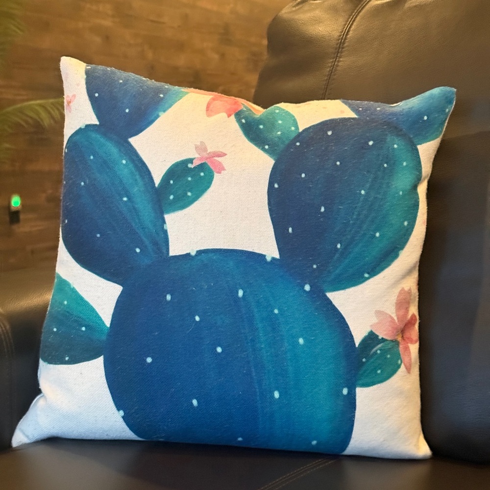 Blue Cactus Throw Pillow Covers